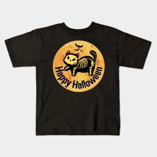 Happy Halloween Cat & Bat Kids T-Shirt